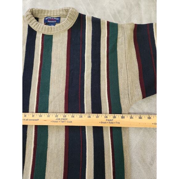 Vintage Sutter & Grant Sweater Oatmeal Burgundy Navy Green Sweater Medium - Picture 6 of 10